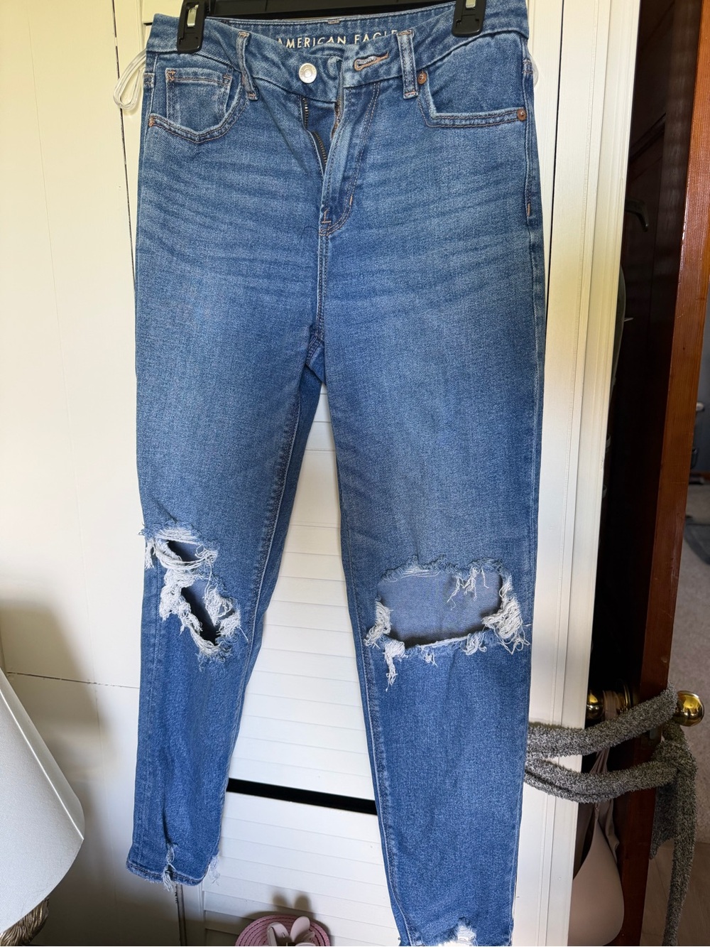American Eagle Outfitters Blue Ripped High-Rise Skinny Jeans